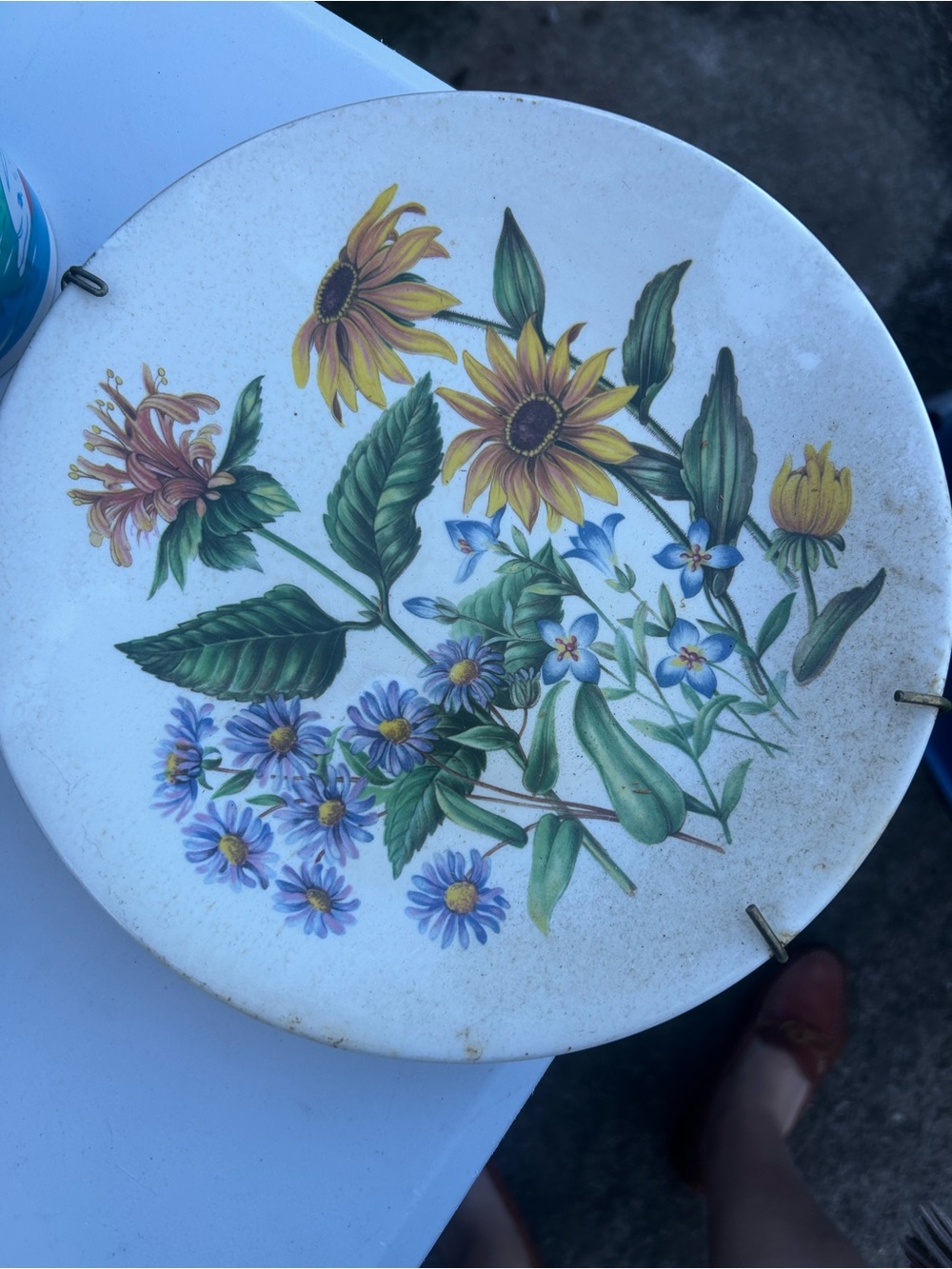 VTG Wedgwood Floral Garden Decorative Wall Plate - Yellow & Green